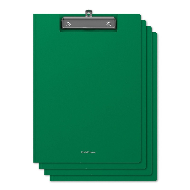 Папка-планшет пластиковая ErichKrause® Matt Classic, A4, зеленый (в пакете по 4 шт.)